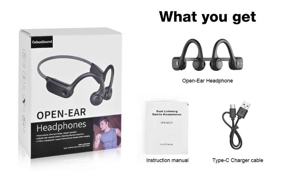 Bone Conduction Headphones with Mic Open Ear Headphones Wireless Bluetooth  Ear Bone Head Phones Earphones with Microphone Waterproof Headset for